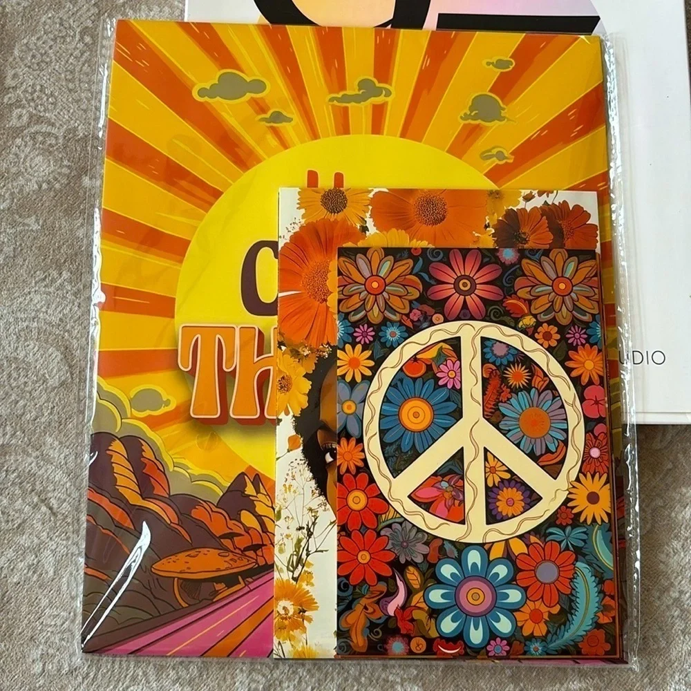 Brand New Boho Hippie Wall Art Decor Vintage Unframed Retro Groovy 70s Dorm